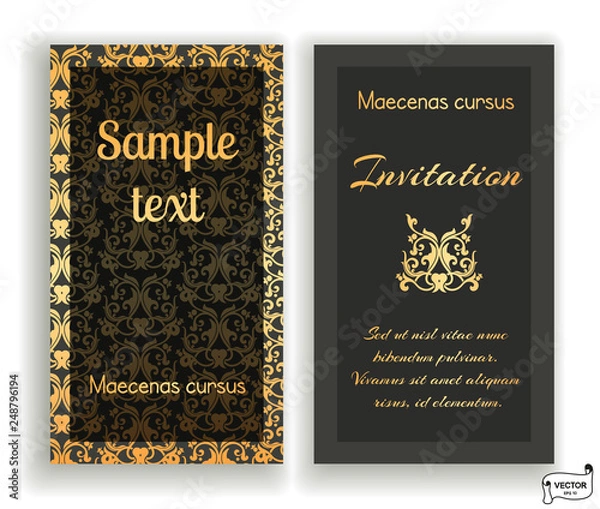 Fototapeta Visiting and business card set with scrolls.