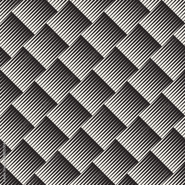 Fototapeta Vector seamless optical illusion pattern. Abstract striped tiling texture. Stylish monochrome halftone gradient background.