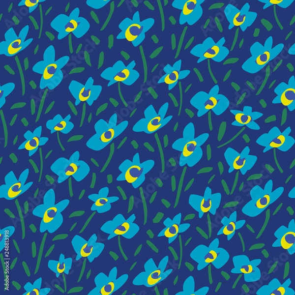 Fototapeta Forget Me Not Flower Pattern. Endless Background. Seamless