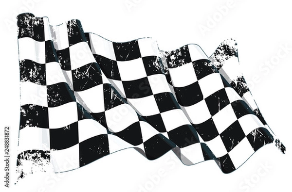 Obraz Motor Race macha flagą grunge