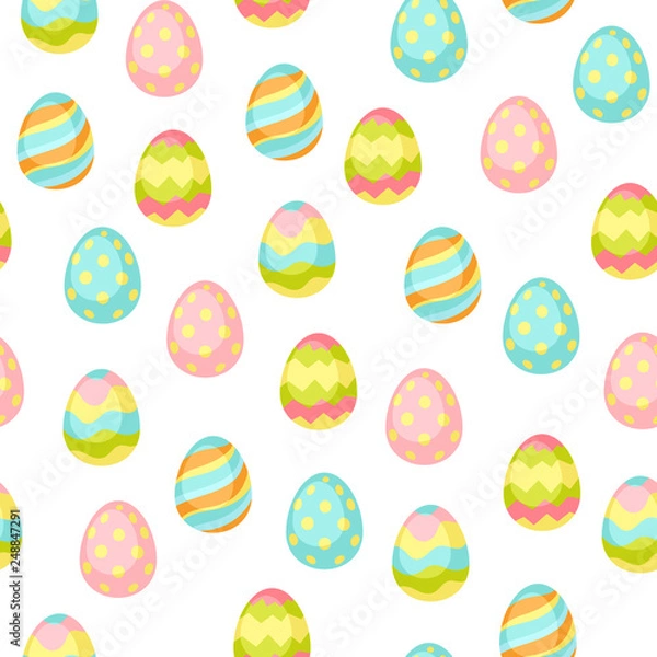 Fototapeta Happy Easter seamless pattern wiht eggs.