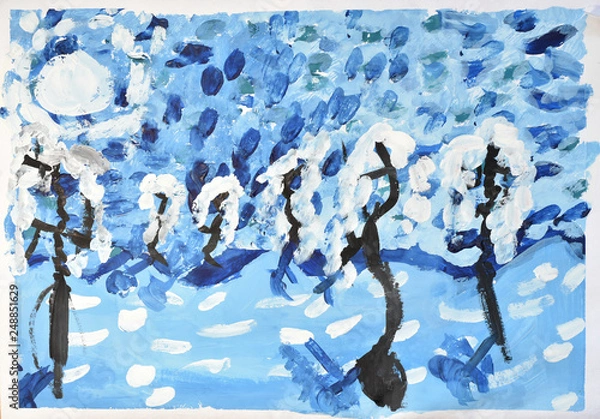 Obraz abstract background with winter forest