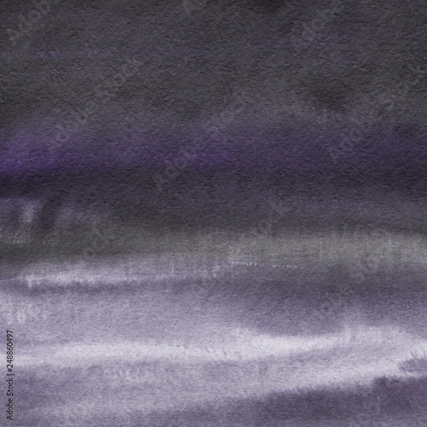 Fototapeta Violet ink and watercolor textures on white paper background. Paint leaks and ombre effects. Hand painted abstract image.
