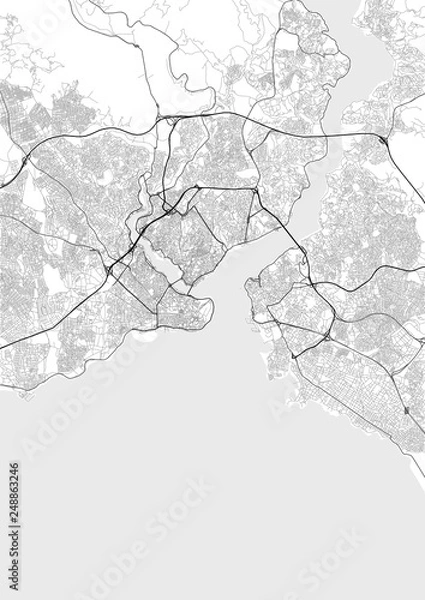 Fototapeta Vector city map of Istanbul in black and white