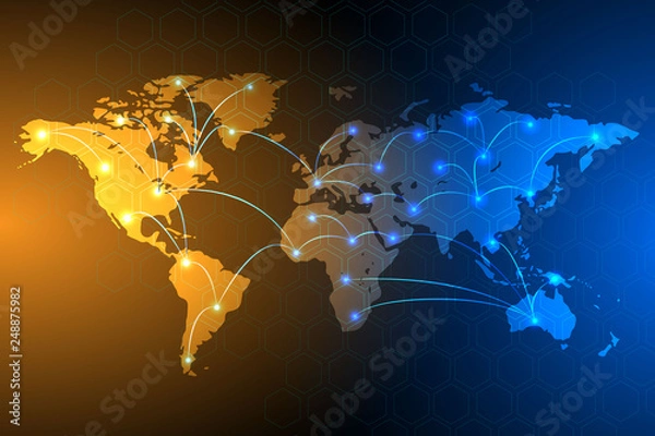 Fototapeta Global network connection background, vector