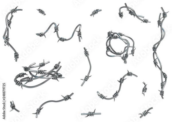 Fototapeta Barbed Wire Segments Set