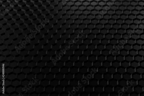Fototapeta Abstract background black honeycombs. 3D rendering.