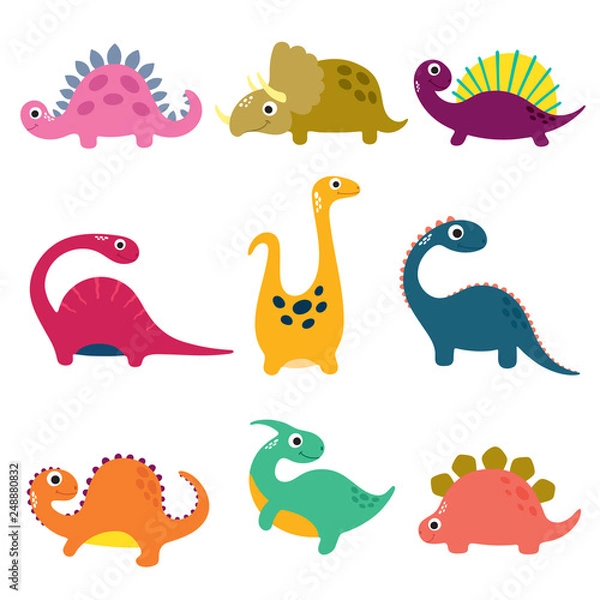 Fototapeta Funny cartoon dinosaurs collection