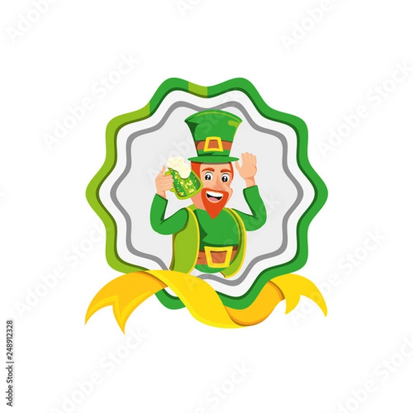 Fototapeta leprechaun with beer in seal