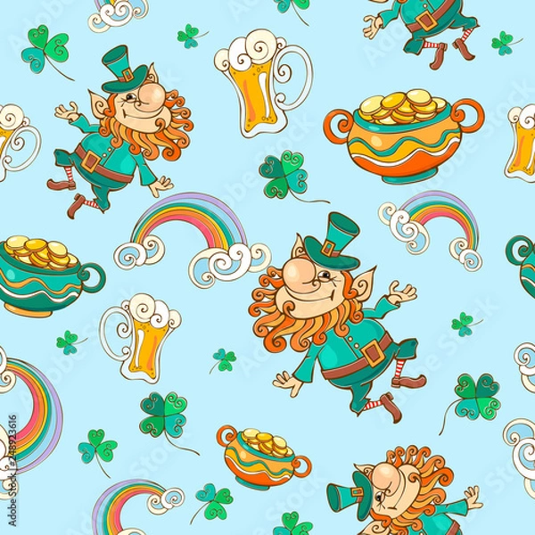 Fototapeta Seamless pattern for St. Patrick's day