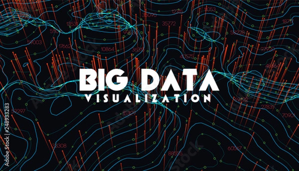 Fototapeta Big data visualization. Trendy infographic background. Data analysis presentation. 