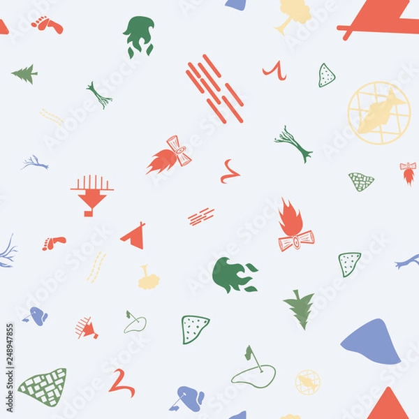 Fototapeta Drawing doodling map elements. Vector streaamless pattern