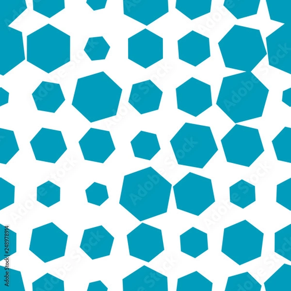 Fototapeta Colorful abstract halftone seamless pattern with hexagon, geometric shapes. Vector illustration. 
