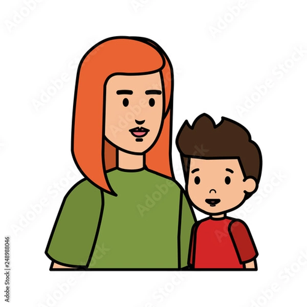 Fototapeta mother with son characters