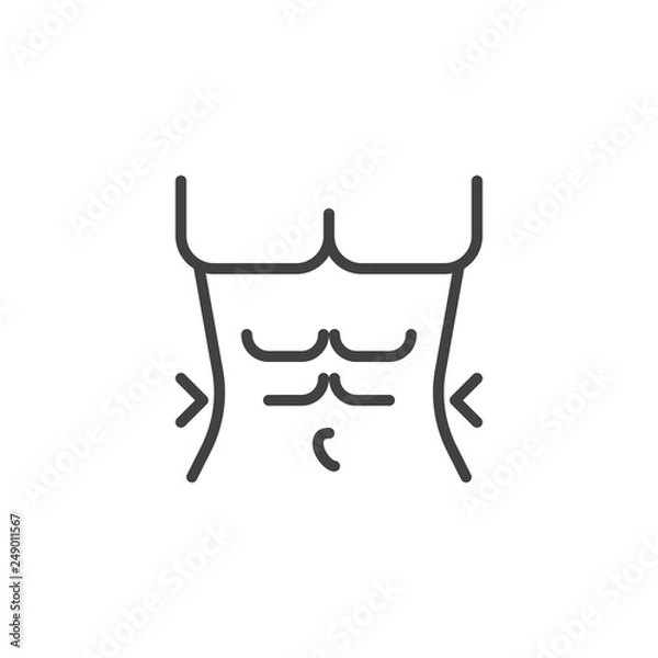 Fototapeta Men weight loss line icon. linear style sign for mobile concept and web design. Muscular body of a man outline vector icon. Symbol, logo illustration. Pixel perfect vector graphics