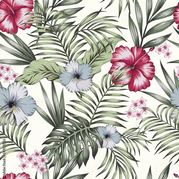 Obraz Tropical jungle seamless white background