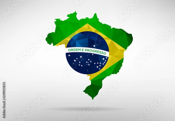 Obraz Mapa Brazylii z flagą narodową