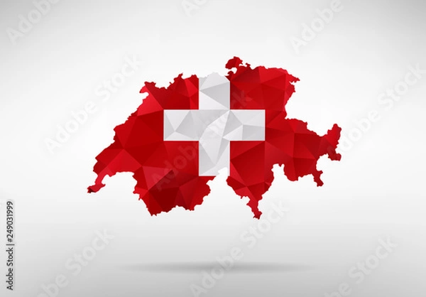 Obraz Switzerland map with national flag