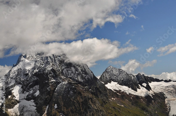 Fototapeta Closeup mountains scenes in national park Dombai, Caucasus, Russia