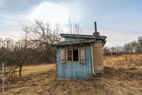 Obraz old abandoned cabin on a meadow