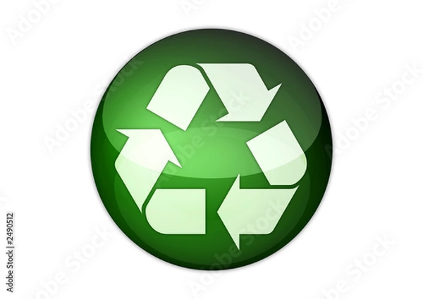 Fototapeta recycling icon aqua button