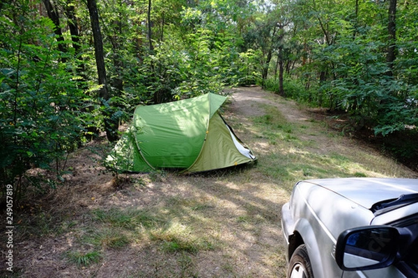 Obraz camping tent and car