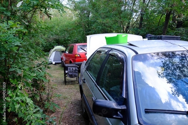 Obraz car camping in the forest
