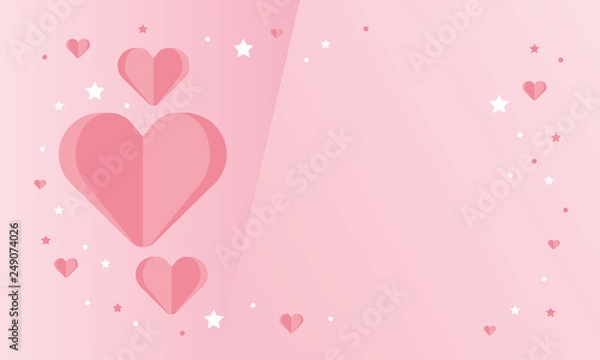 Fototapeta Happy Valentines Day. A holiday of love. Cute and beautiful illustration with color hearts. The traditional time for romantic dates, as well as shopping on sales. Free space for text. Postcard, poster