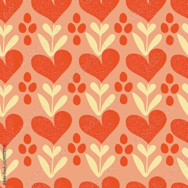 Obraz Peach Geometric Heart Seamless Vector Pattern
