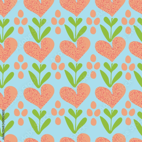 Obraz Blue Geometric Heart Seamless Vector Pattern