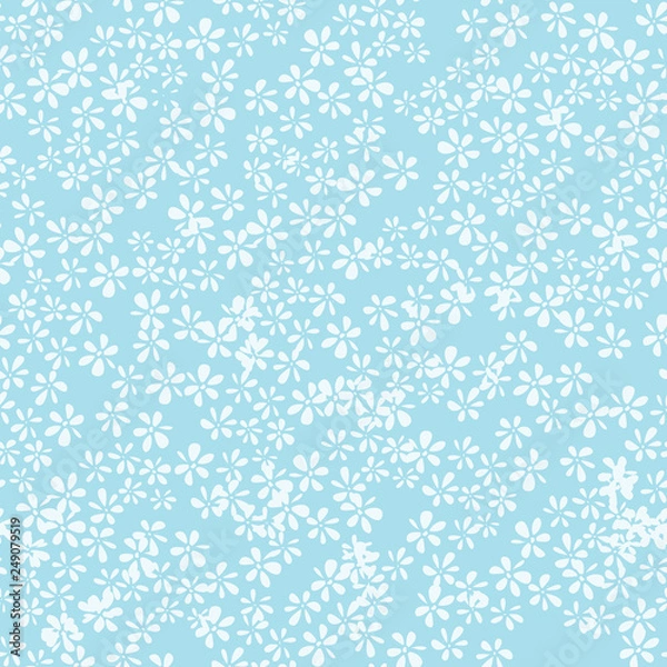 Obraz Blue Wild Flowers Seamless Vector Pattern