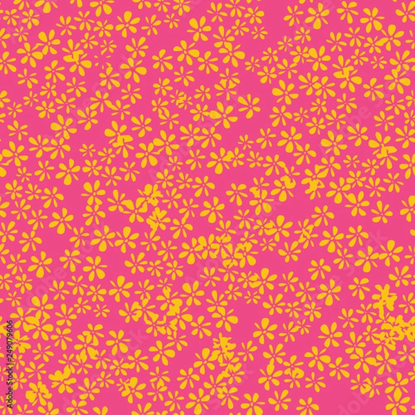 Obraz Pink & Mango Wild Flowers Seamless Vector Pattern