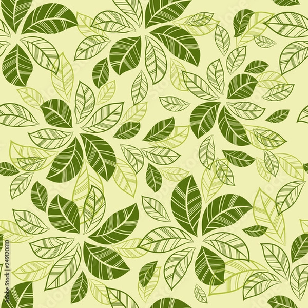 Fototapeta Seamless leaves shapes green pattern