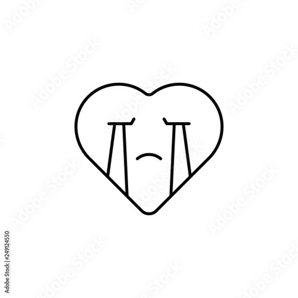 Fototapeta crying emoji icon. Element of heart emoji for mobile concept and web apps illustration. Thin line icon for website design and development, app development