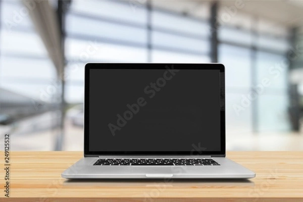 Fototapeta Laptop with blank screen on background