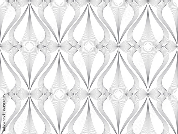 Fototapeta linear vector pattern, repeating abstract Geometry background, gray line of leaf or flower, floral. graphic clean design for fabric, wallpaper etc. pattern is on swatches panel.
