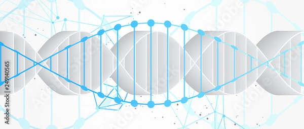 Fototapeta Science template, abstract background with a 3D DNA molecules. Vector illustration.