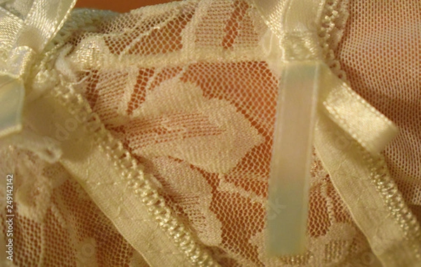 Obraz white lace fabric with ruffles