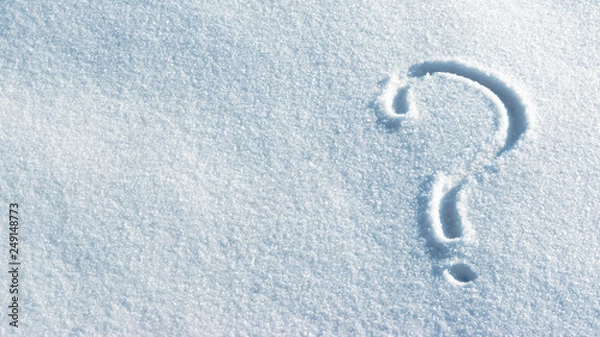 Obraz Question mark in the light blue bright snow. Rightside view