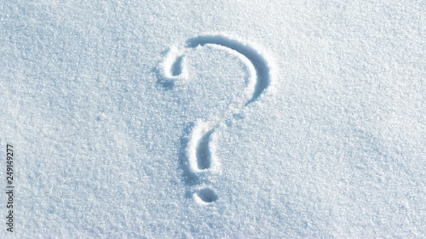 Obraz Question mark in the light blue bright snow