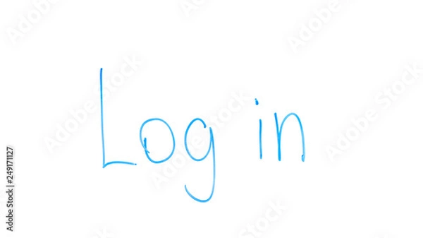 Fototapeta Log in phrase written on glass, entering to web-site using personal nickname