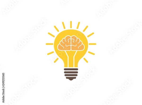 Fototapeta The brain inside a lamp light shining Idea for Logo