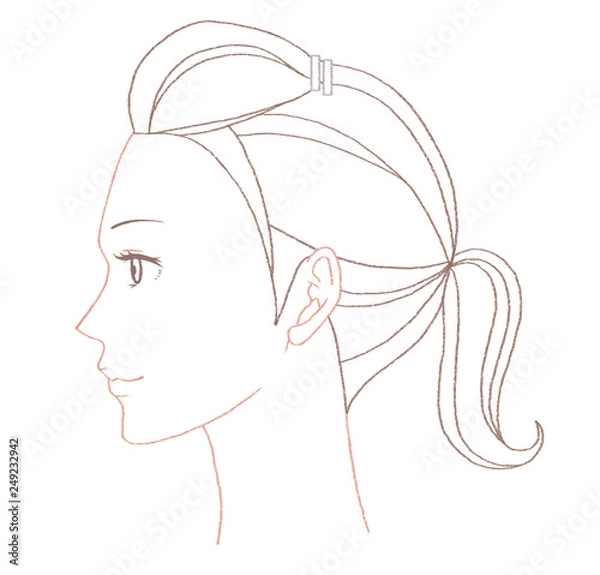 Obraz 横を向いた女性の線画