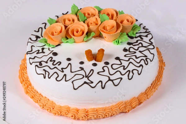 Obraz Cake with cream flowers