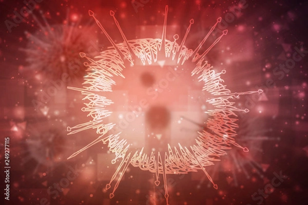 Fototapeta 3d rendering Virus bacteria cells background