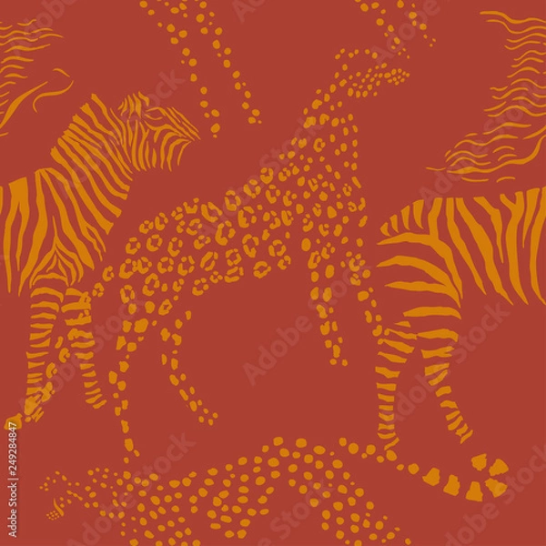 Fototapeta Seamless pattern with savanna animals