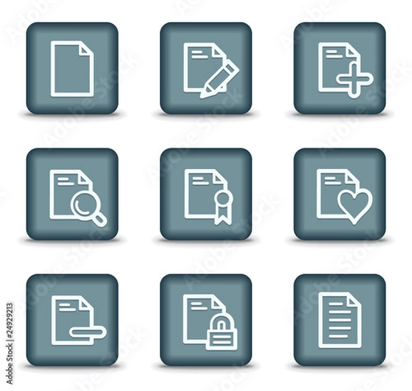 Fototapeta Document web icons set 2, grey square buttons