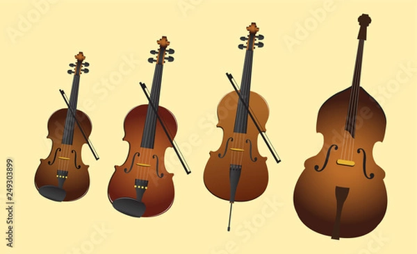 Obraz String instruments like violin, violonchelo, contrabas