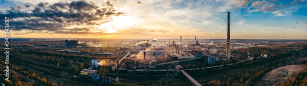 Obraz industrial landscape with heavy pollution produced by a large factory