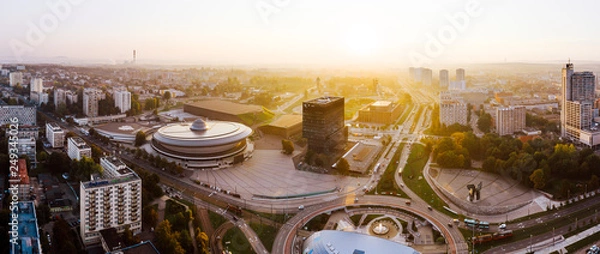 Obraz Piękny wschód słońca nad centrum Katowic